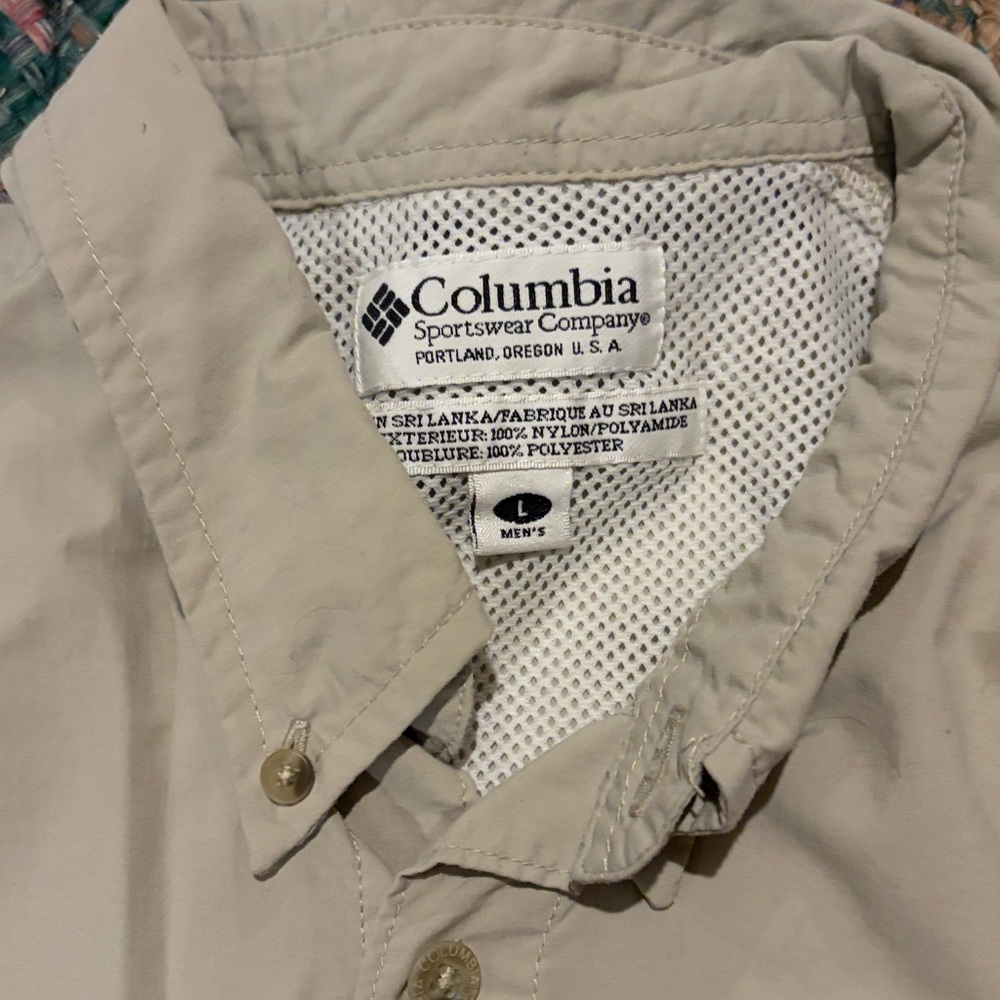 Columbia PFG Mens Large Beige Long Sleeve Vented Fishing Shirt PFG 30 - Picture 4 of 5